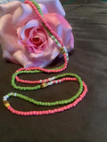 Pink & Green Adjustable Waist Beads